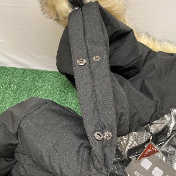 Women's Black Puffer Jacket with Faux Fur Hood - Picture 8 of 10